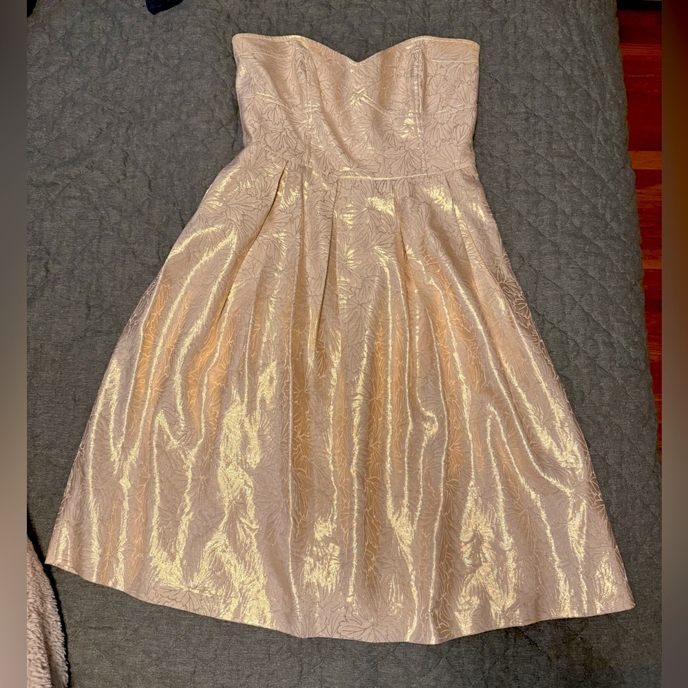 Strapless Gold Cocktail Dress